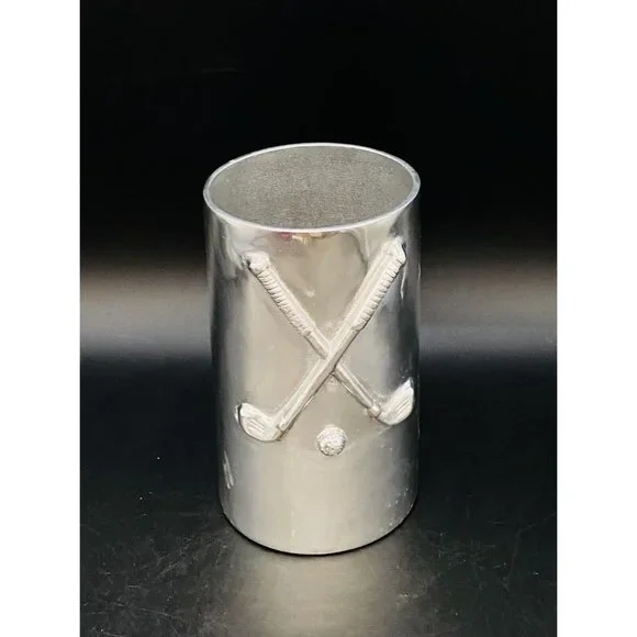 Mariposa Golf Themed 7” Wine Bottle Chiller Holder Polished Aluminum - Picture 2 of 10